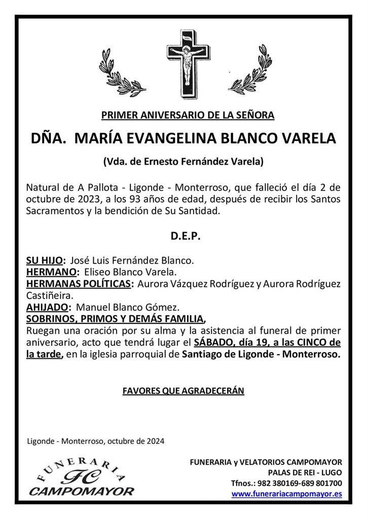 MARÍA EVANGELINA BLANCO VARELA